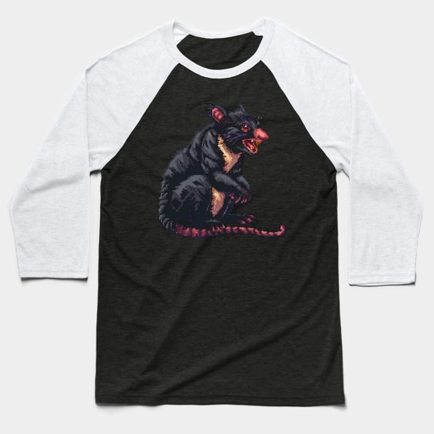 Pixel Tasmanian Devil Baseball T-Shirt by Animal Sphere